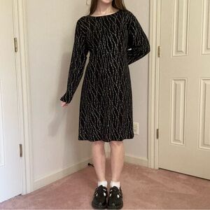 Vintage Black & Silver Long Sleeve Dress